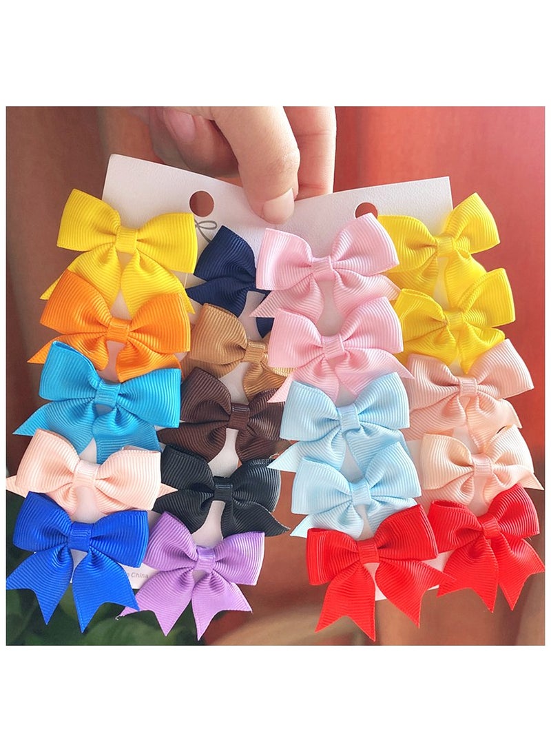 مجموعة سكاي شاين من 20 قطعة من ربطات الشعر المتينة متعددة الألوان بطول 3 بوصات - مشابك شعر صغيرة من الشريط للنساء والفتيات، إكسسوارات شعر متينة من قماش غروغرين والساتان لتسريحات ذيل الحصان، ورفع الشعر، والتصفيف اليومي - Image 3