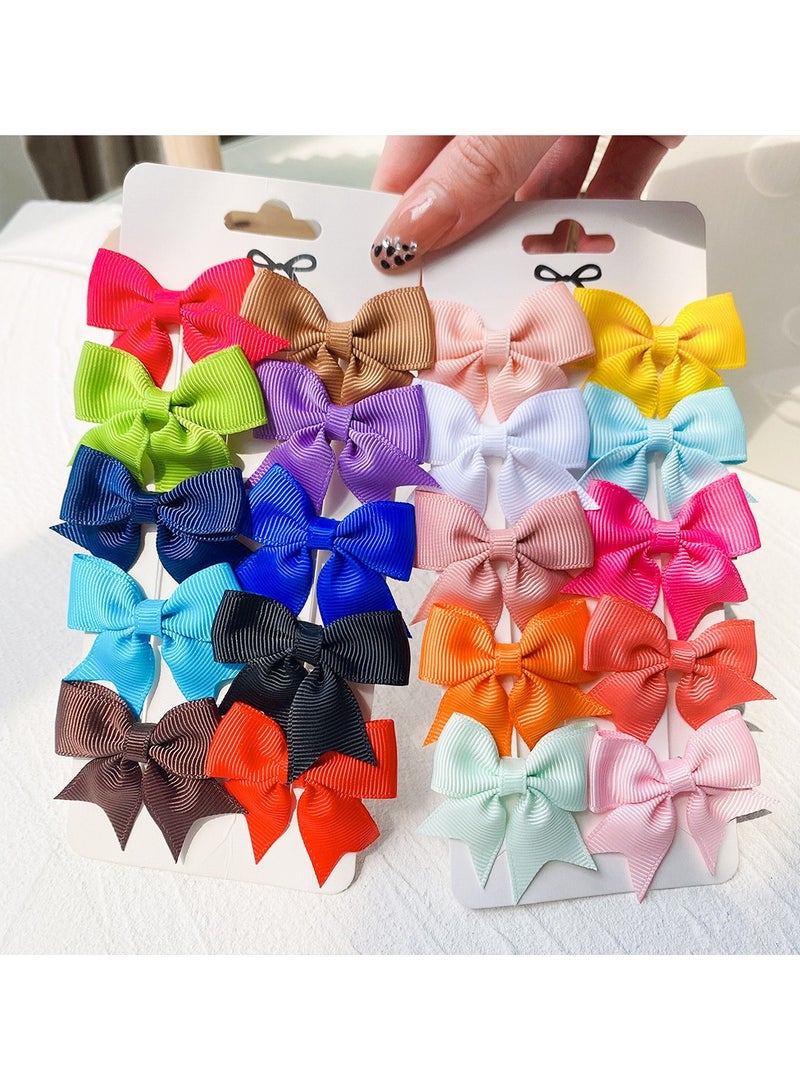 مجموعة سكاي شاين من 20 قطعة من ربطات الشعر المتينة متعددة الألوان بطول 3 بوصات - مشابك شعر صغيرة من الشريط للنساء والفتيات، إكسسوارات شعر متينة من قماش غروغرين والساتان لتسريحات ذيل الحصان، ورفع الشعر، والتصفيف اليومي - Image 1