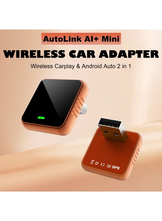 NIXIVE AutoLink AI+ Mini Wireless CarPlay & Android Auto Adapter, 2-in-1 Plug & Play Dongle Converts Wired to Wireless, USB & Type-C, Fast Stable Connection for iPhone & Android - Image 1