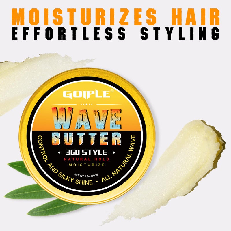 Goiple Wave Butter 360 Wave Grease for Men, Wave Pomade for Layered Waves, Moisture, Control and Silky Shine -All Natural Wave Cream, Natural Wave Butter Cream with Shea Butter and Beeswax for Wolfing Kit - Image 5