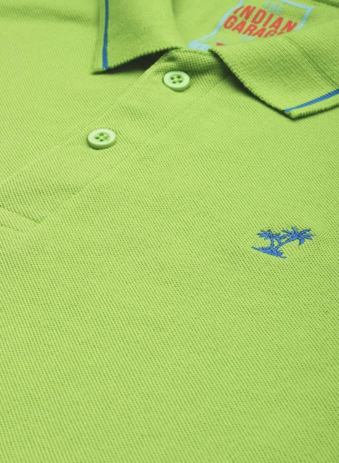 The Indian Garage Co Men Slim Fit Solid Polo Collar Tshirt