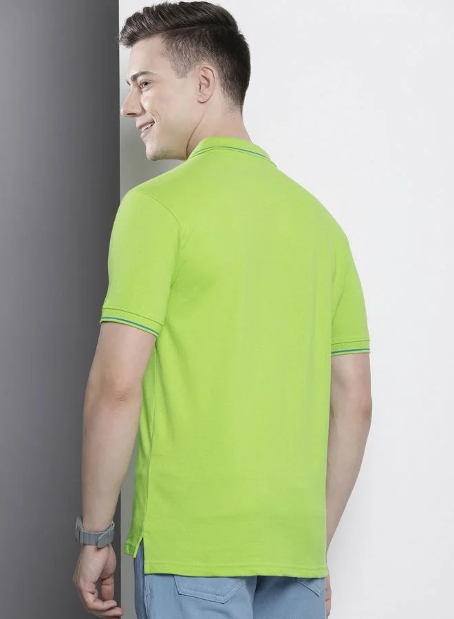 The Indian Garage Co Men Slim Fit Solid Polo Collar Tshirt