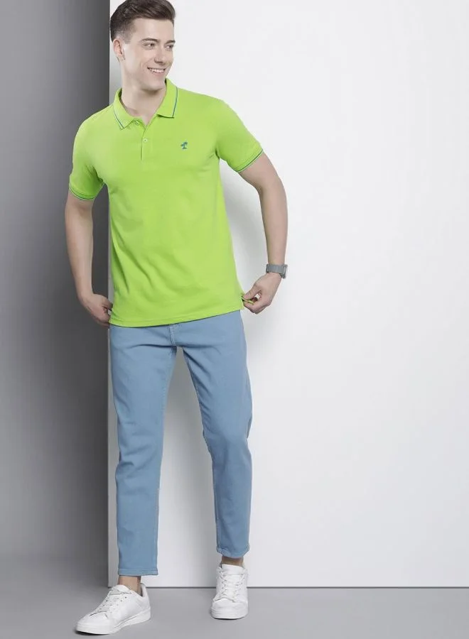 The Indian Garage Co Men Slim Fit Solid Polo Collar Tshirt