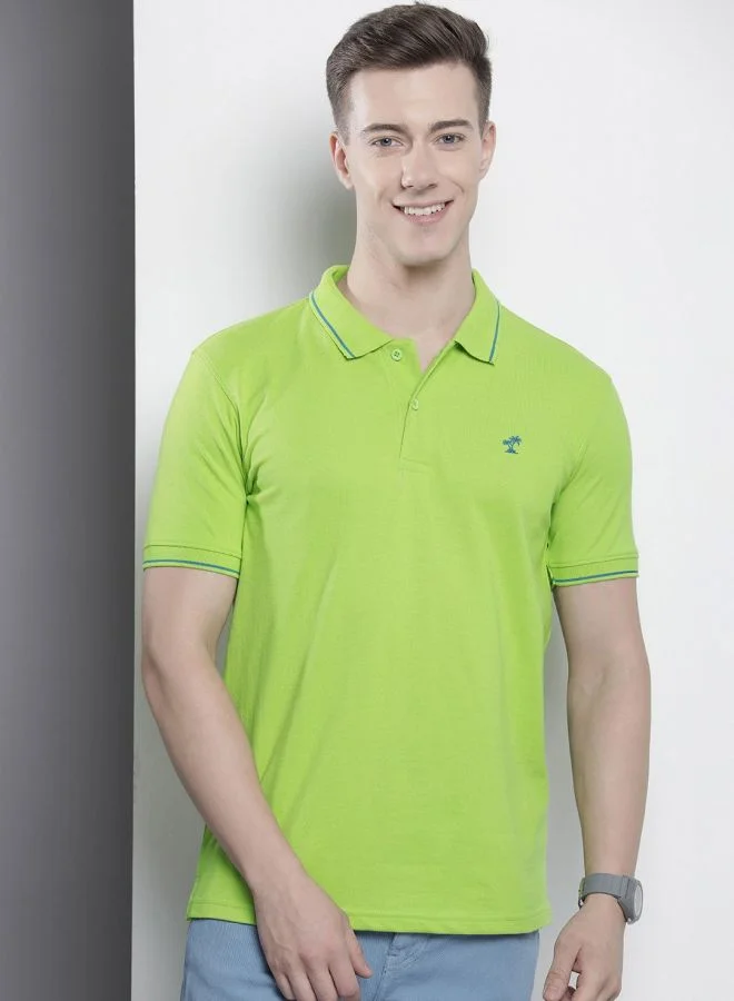 The Indian Garage Co Men Slim Fit Solid Polo Collar Tshirt