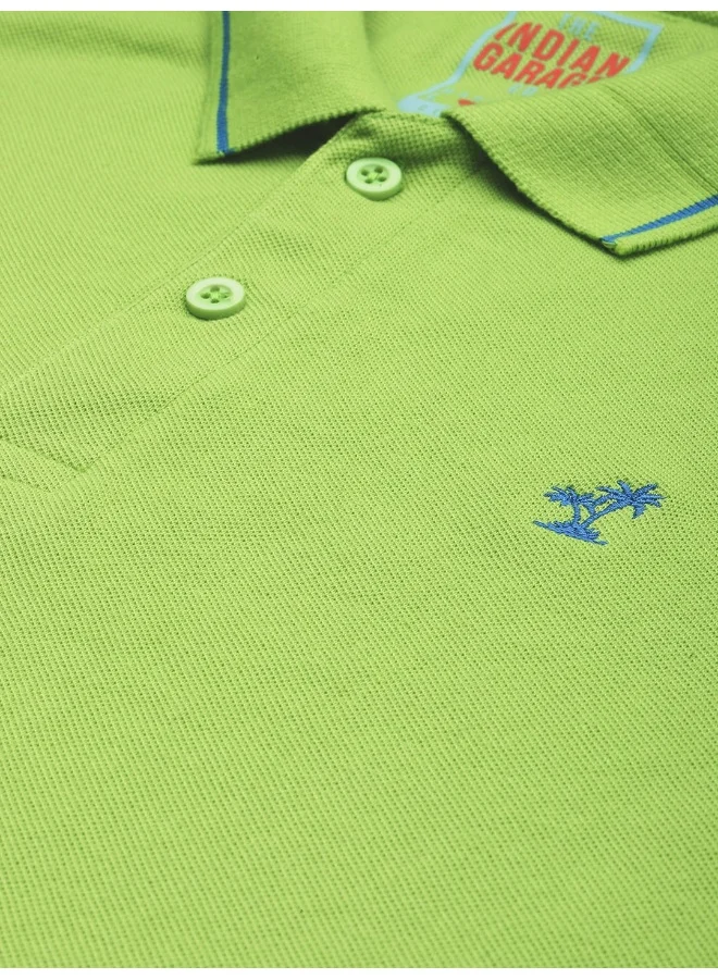 The Indian Garage Co Men Slim Fit Solid Polo Collar Tshirt