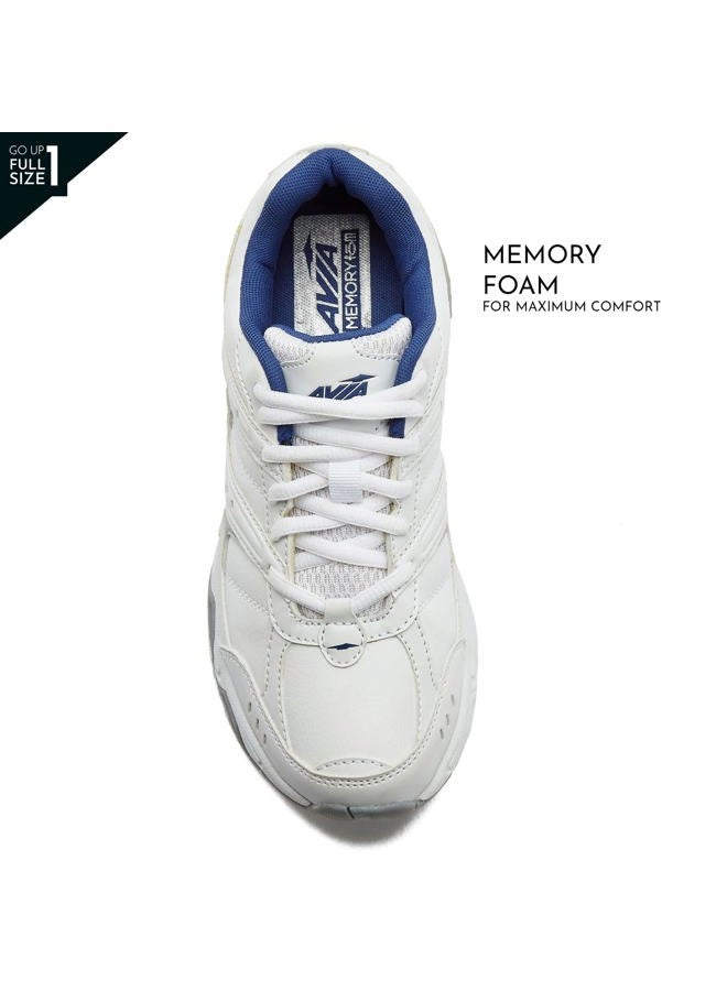 AVIA Verge Womens Sneakers - Tennis, Court, Cross Training, or Pickleball Shoes for Women, 8.5 Wide, White/Blue/Silver, Bright White/Bijou Blue/Silver/Alloy, 8.5 Wide - Image 4