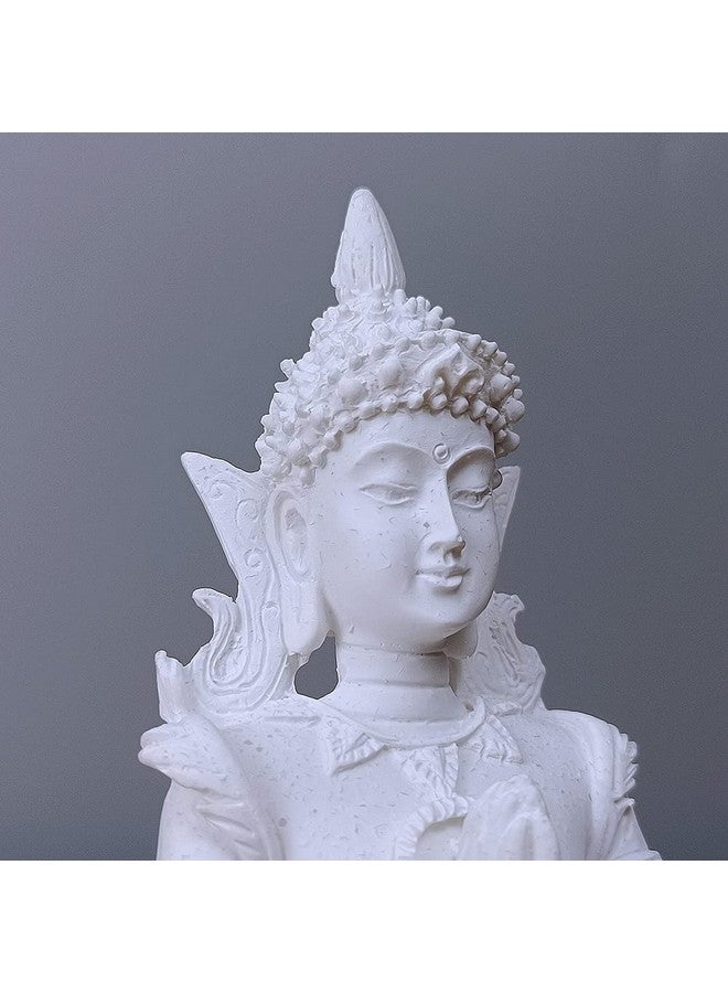 HYFAN Mini Sandstone Buddha Yoga Meditation Statue Harmonious Figurine Collectible Craft Feng Shui Sculpture Decor for Home Office Shelf Desktop (White 1 - Image 3