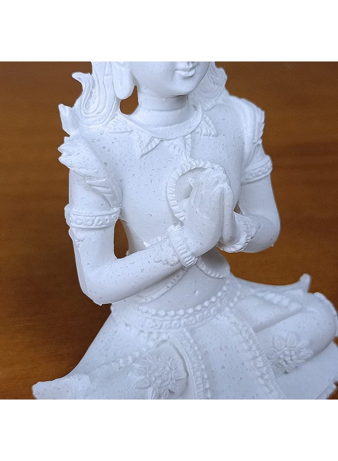 HYFAN Mini Sandstone Buddha Yoga Meditation Statue Harmonious Figurine Collectible Craft Feng Shui Sculpture Decor for Home Office Shelf Desktop (White 1 - Image 4
