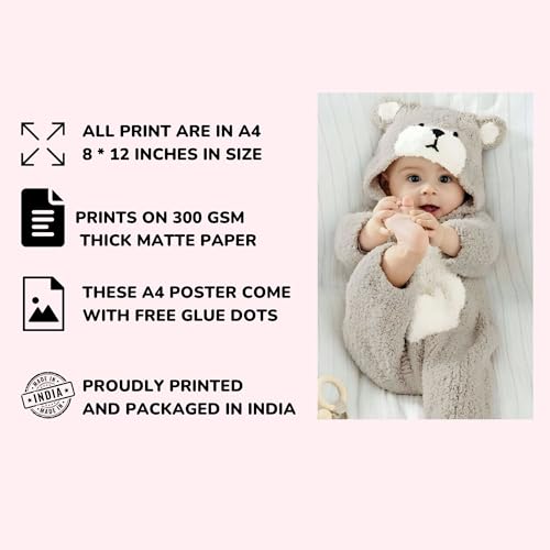 Posters Inc Pack Of 12 Baby Posters,Wall Decoration Items For Living Room And Kitchen, Cute Baby Posters For Home Decor, Gifts For Pregnant Women And Best Friend, 8x12 Inches Size, 300 GSM Paper - Image 4