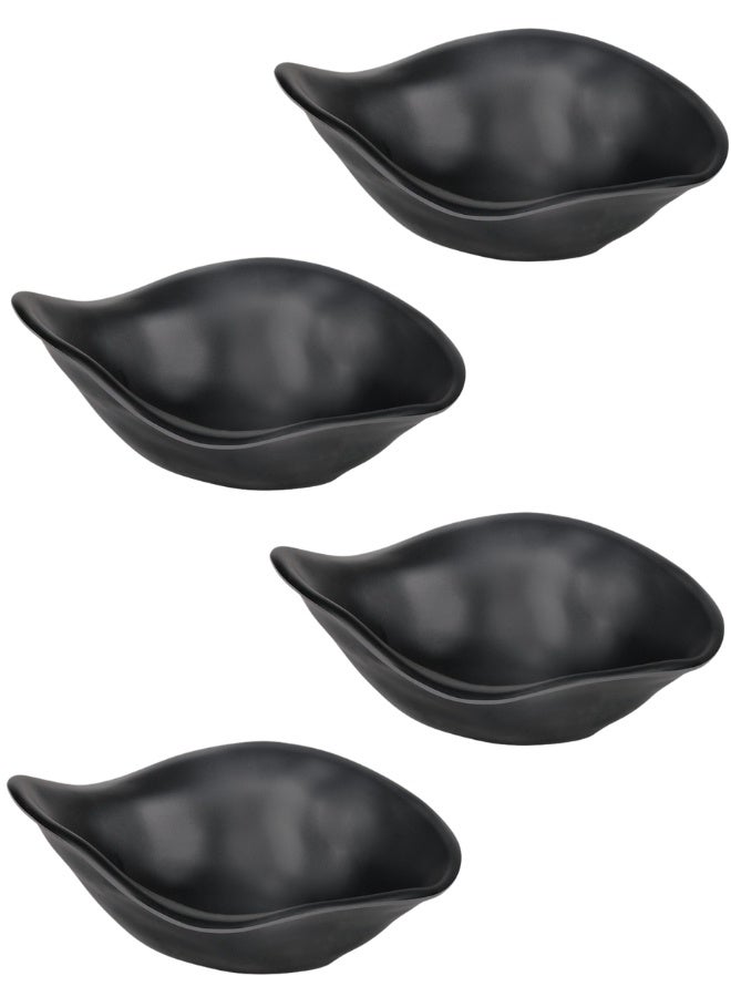 فالمر عبوة من 4 أوعية من الميلامين، أوعية غمس، طبق صلصة صغير مستطيل للصلصات، وعاء تقديم من الميلامين للصلصة والسوشي والساشيمي والثوم ، المكونات، التوابل، أوعية تحضير التوابل، المقبلات مقاس 15*12.5*5 سم( أسود ضد الكسر) - Image 1