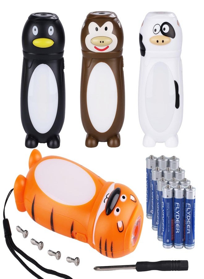 KunHe 4 Pack Animal Flashlights for Kids 2 in 1 Toddler Flashlight Camping Lantern Flashlights Stocking Stuffers for Kids Toddlers Lantern Cute Flashlight Christmas Gift for Girls Boys - Image 1