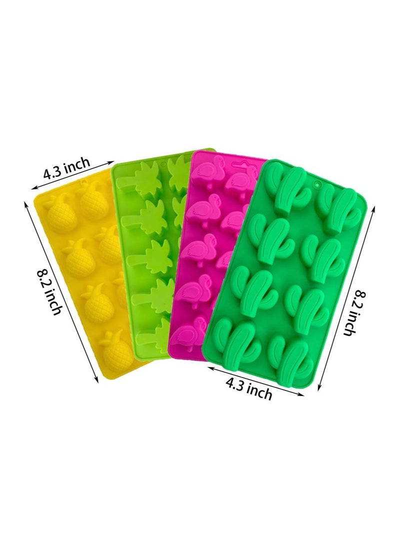 Set of 4 Tropical Silicone Molds - Flamingo, Pineapple, and Palm Tree for Cakes & Ice Cubes