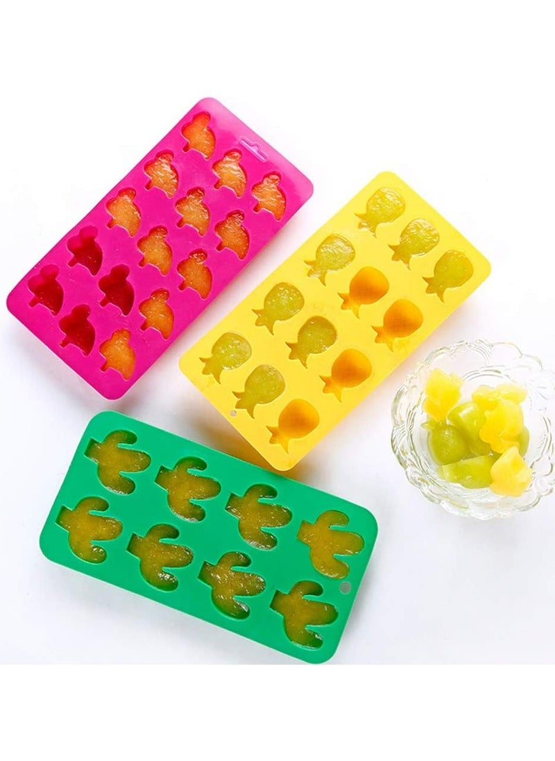 Set of 4 Tropical Silicone Molds - Flamingo, Pineapple, and Palm Tree for Cakes & Ice Cubes