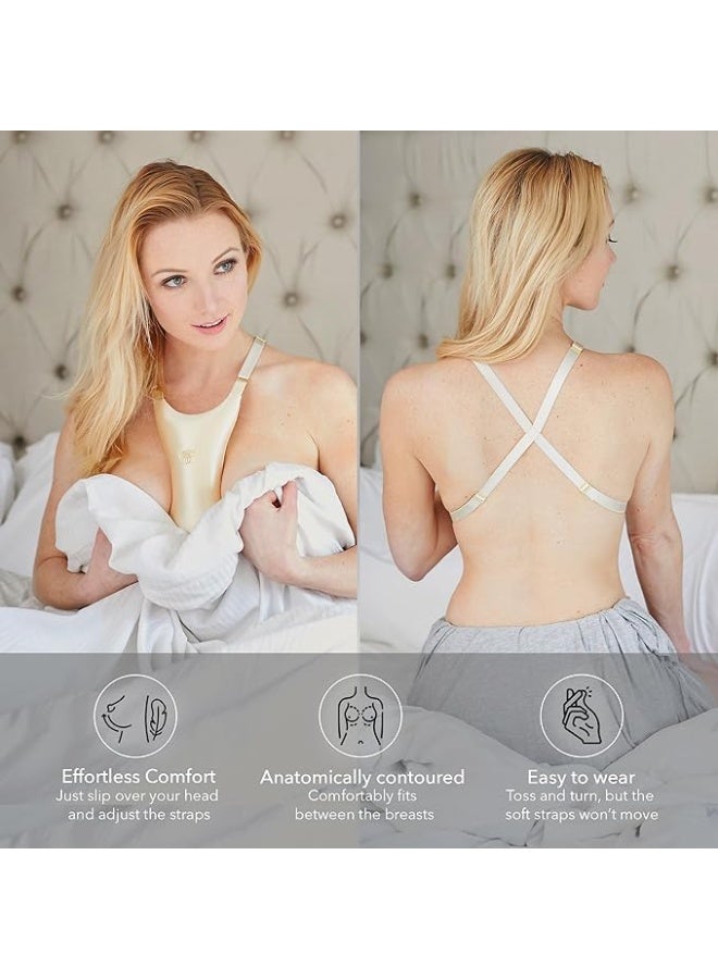 MIRFA Breast Support Pillow in Breathable Silk Fabric for Chest Wrinkles Prevention and Side Sleeping (Golden) - Image 4
