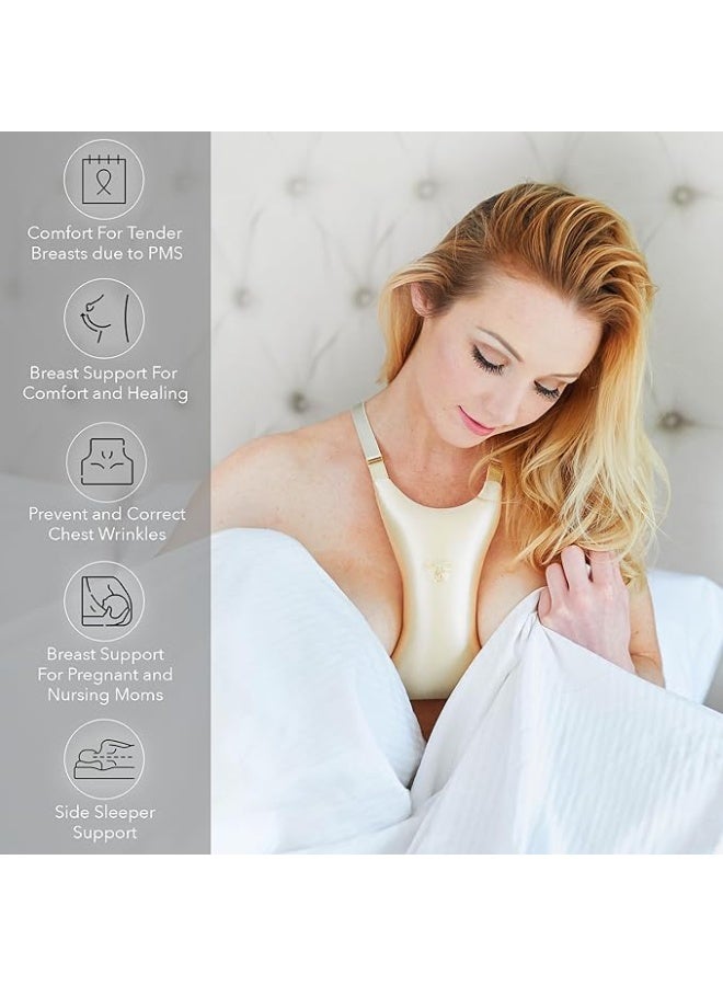 MIRFA Breast Support Pillow in Breathable Silk Fabric for Chest Wrinkles Prevention and Side Sleeping (Golden) - Image 3