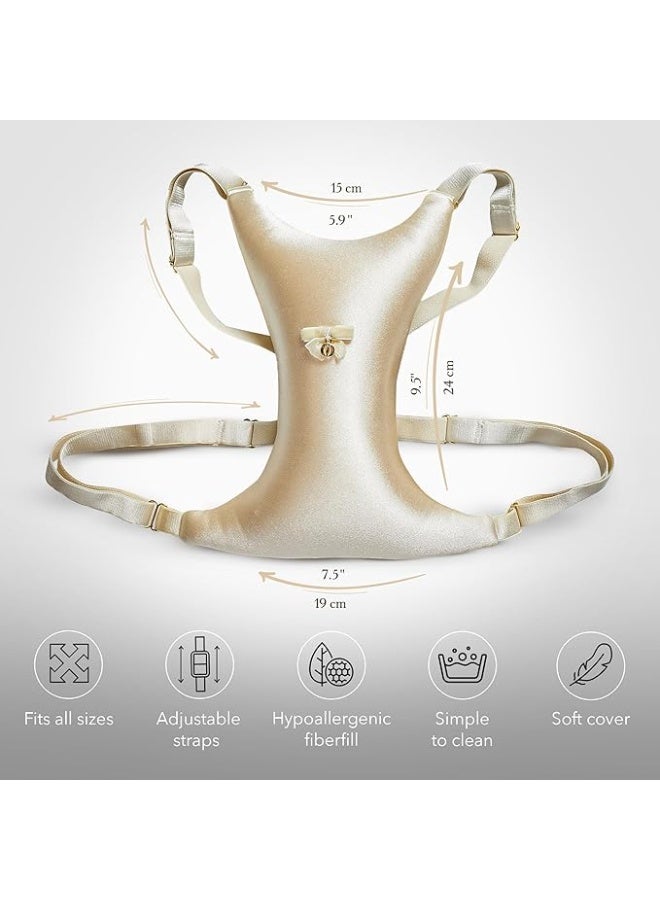 MIRFA Breast Support Pillow in Breathable Silk Fabric for Chest Wrinkles Prevention and Side Sleeping (Golden) - Image 2