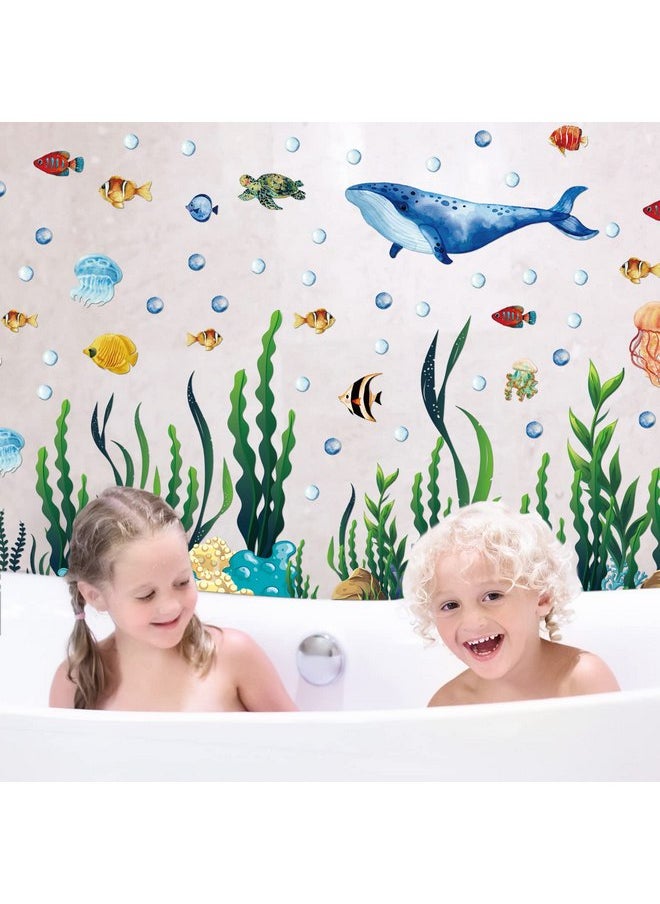 Leinuosen - Under the Sea Wall Decals 2 Sheets Ocean Wall Decals Stickers Large Coral Reef and Seaweed, Bubbles Vinyl Wall Sticker Underwater Sea Wall Stickers for Toddler Baby Nursery Living Room Office Bathroom - Image 1