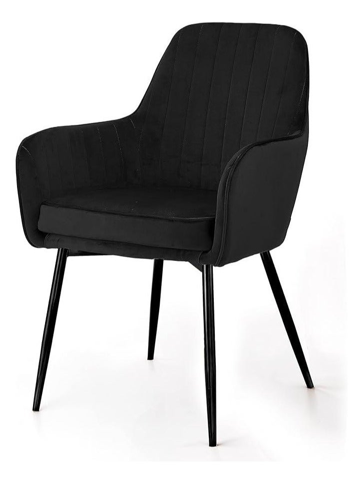 وودن تويست كرسي طعام مقهى حديث حزين بأرجل معدنية (أسود) - Image 2