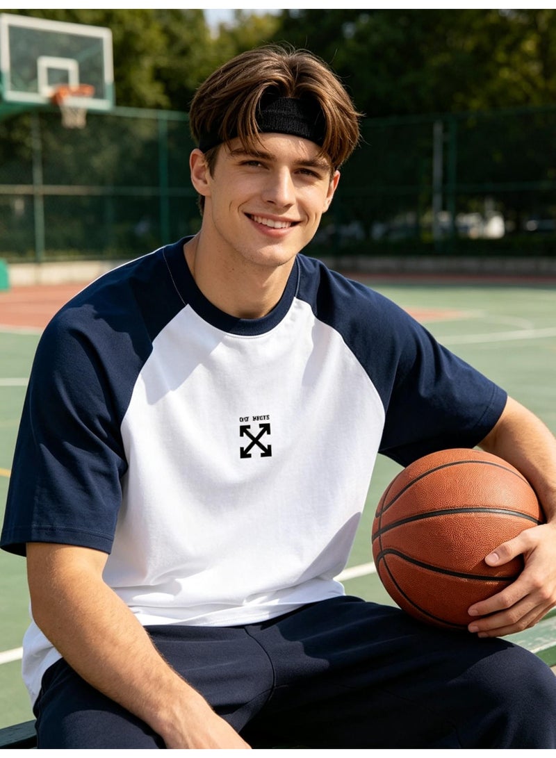 OFF-WHITE Loose short-sleeved T-shirts for men and women with shoulder inserts in summer with contrast stitching. - Image 1