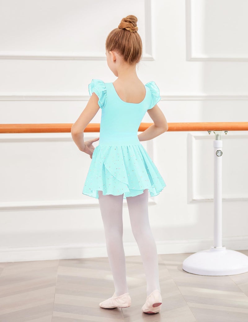 Arshiner Girls Ruffle Sleeve Ballet Dance Dress Tutu Skirted Leotard - Image 3