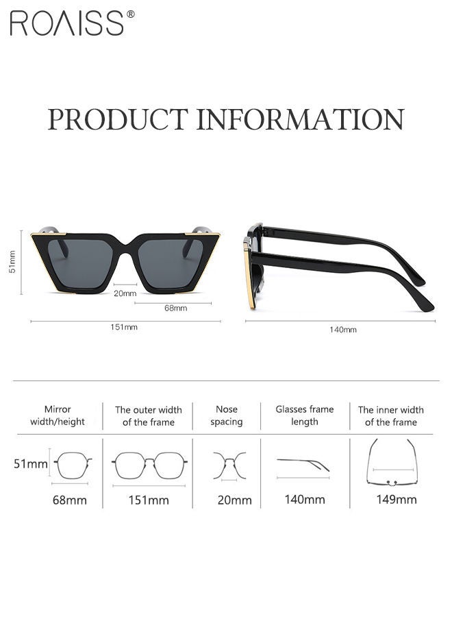 roaiss Women's Cat Eye Sunglasses, UV400 Protection Sun Glasses with Black Frame Decorated with Gold Trim, Fashion Anti-glare Sun Shades for Women with Glasses Case, 68mm - Image 3