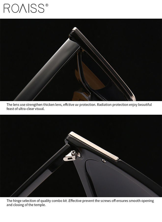 roaiss Women's Cat Eye Sunglasses, UV400 Protection Sun Glasses with Black Frame Decorated with Gold Trim, Fashion Anti-glare Sun Shades for Women with Glasses Case, 68mm - Image 4