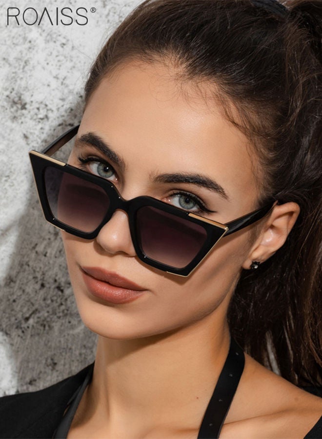 roaiss Women's Cat Eye Sunglasses, UV400 Protection Sun Glasses with Black Frame Decorated with Gold Trim, Fashion Anti-glare Sun Shades for Women with Glasses Case, 68mm - Image 2