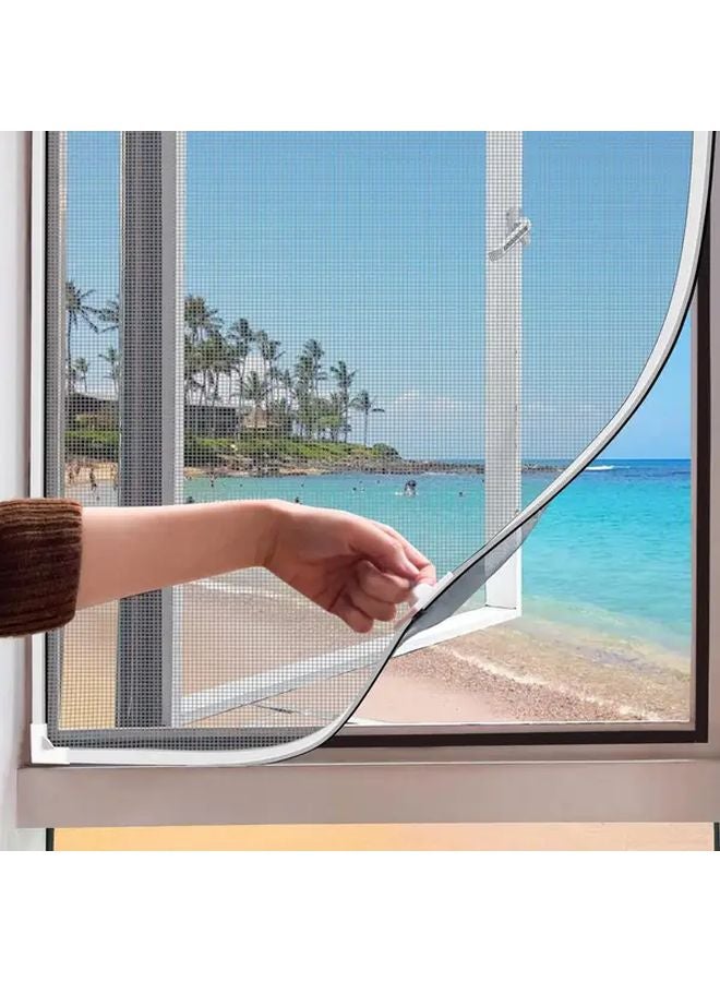 Adjustable Magnetic Window Screen White Frame Gray Mesh 70x120cm Easy Installation - Image 2