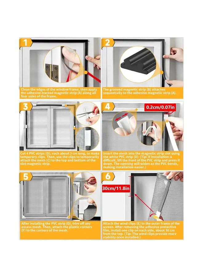 Adjustable Magnetic Window Screen White Frame Gray Mesh 70x120cm Easy Installation - Image 4