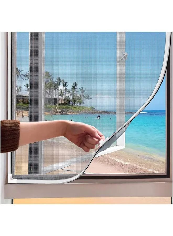 Adjustable Magnetic Window Screen White Frame Gray Mesh 70x120cm Easy Installation - Image 1