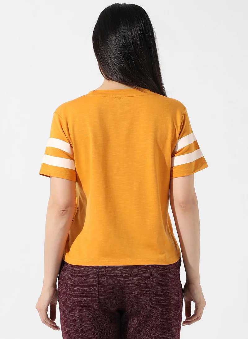 Campus Sutra Women's Solid Mustard Yellow Boxy Top