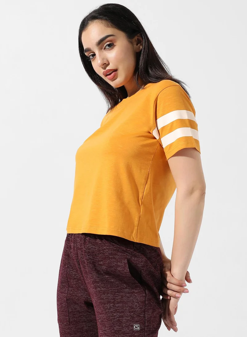 Campus Sutra Women's Solid Mustard Yellow Boxy Top