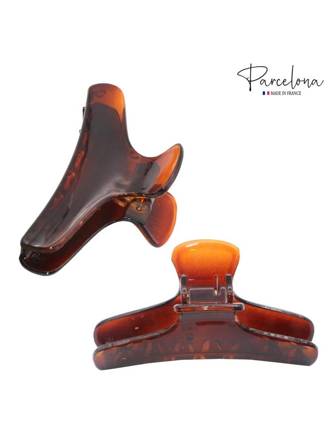 Parcelona French Flat Salon Style Medium 3 1/4 Inch Covered Spring Tortoise Jaw Hair Claw Clip Clutcher Clamp Clasp - Image 5