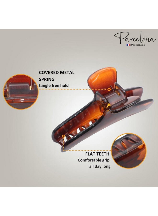 Parcelona French Flat Salon Style Medium 3 1/4 Inch Covered Spring Tortoise Jaw Hair Claw Clip Clutcher Clamp Clasp - Image 4