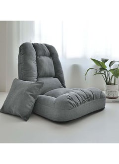 TAPIT Floor Sofa with Back Support 5 Reclining Poistion Adjustable Floor Chair Folding Gaming Recliner Chair Floor Lounge Chair with Cushion for Gaming Reading Sleeping (Dark Gray)  - Image 1