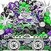 Wakeys 99 Pcs Monster Truck Birthday Party Decorations Set with Purple and Green Black Balloon Garland Arch Kit with Star Wheels Checkered Balloons Backdrop Tablecloth Grave Digger Party Supplies - Image 2