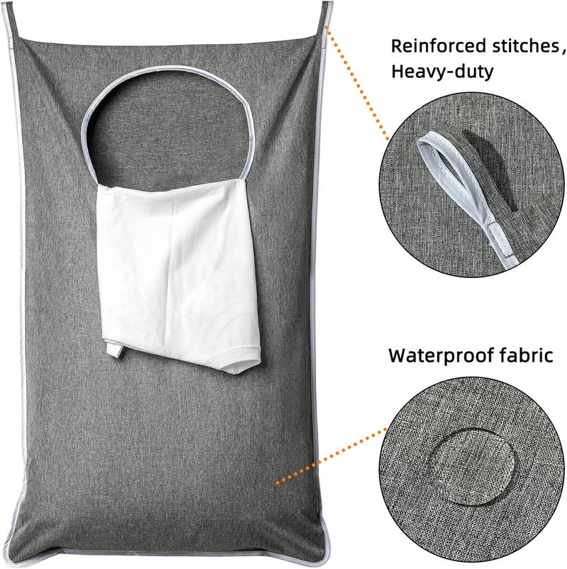 ANSTROUT XL Hanging Laundry Hamper, Extra Large Tear-resistance Door Hamper with 2 Types Hooks for Dirty Clothes, Save Bathroom Space Hanging Laundry Bag (36.5x 22 Inch,Grey) - Image 5