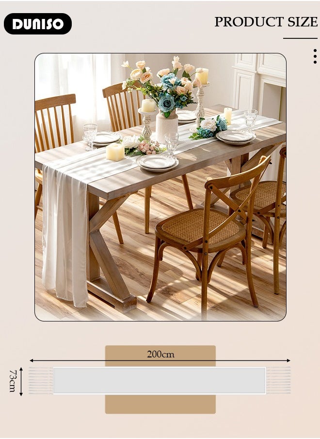 DUNISO Chiffon Table Runner, Beige Wedding Table Runner, 73*200 cm Boho Gauze Table Runner, Rustic Sheer Table Decor for Romantic Bridal Shower, Baby Shower, Birthday Party  - Image 4