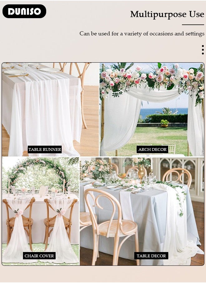 DUNISO Chiffon Table Runner, Beige Wedding Table Runner, 73*200 cm Boho Gauze Table Runner, Rustic Sheer Table Decor for Romantic Bridal Shower, Baby Shower, Birthday Party  - Image 5