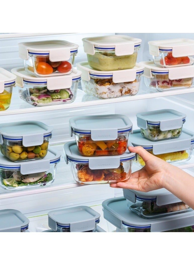 LocknLock Clear Glass Square 500ml Mint - Durable, Airtight, Heat-Resistant Food Storage Container - Image 4