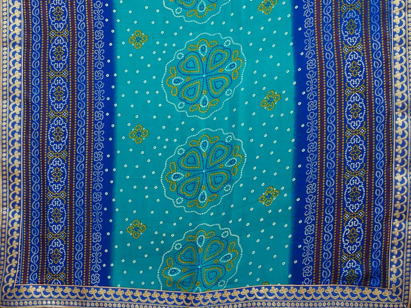 Yashika Women's Georgette Printed Saree with Jacquard Lace & Blouse Material - Perfect for 2024's Festivals & Occasions! Beautifully Crafted, Traditional Elegance (AZ-YS-P1-YASTIKA BLUE) - Image 4