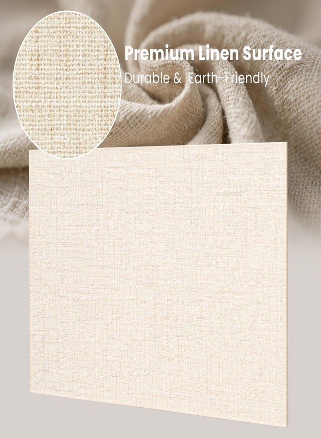 Lightomorrow Bulletin Board 36 x 24 inches, 3' x 2' Linen Board for Wall, Decorative Fabric Pin Board with Safe Removable Adhesive Tapes for Home and Office, Includes 20 Push Pins-Light Yellow Stripes - Image 2