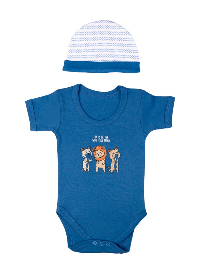 Babies Basic 5 Piece Unisex 100% Cotton Gift Set Include Bib, Romper, Mittens, Cap And Sleepsuit/Jumpsuit- Life Is Better  - Image 4