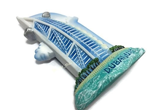 WitnyStore Tiny 3½" Burj Al Arab Dubai United Arab Emirates UAE - Miniature Hand Made Resin 3D Asia Landmark Tourist Attractions Decorative Refrigerator Fridge Magnets Décor Collectible Souvenir Gifts - Image 3