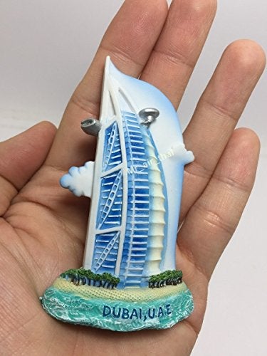 WitnyStore Tiny 3½" Burj Al Arab Dubai United Arab Emirates UAE - Miniature Hand Made Resin 3D Asia Landmark Tourist Attractions Decorative Refrigerator Fridge Magnets Décor Collectible Souvenir Gifts - Image 4