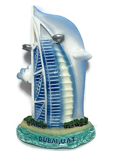 WitnyStore Tiny 3½" Burj Al Arab Dubai United Arab Emirates UAE - Miniature Hand Made Resin 3D Asia Landmark Tourist Attractions Decorative Refrigerator Fridge Magnets Décor Collectible Souvenir Gifts - Image 1