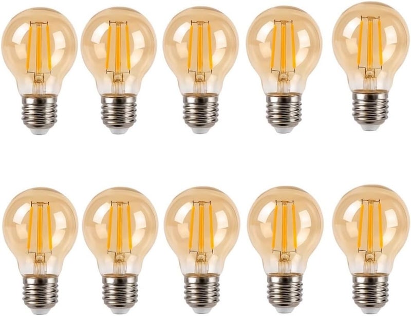مصباح LED E27 A60 4W أبيض دافئ 2700K تصميم خيوط عتيق - عبوة من 10 - Image 1