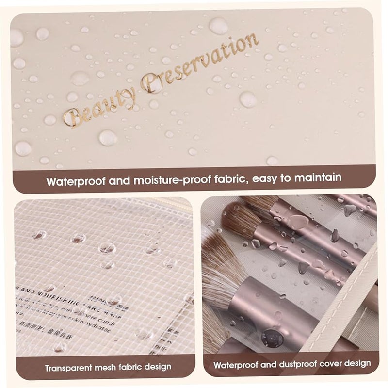 Large Capacity Water Resistant 2 In 1 Travel Makeup Bag With Detachable Brush Holder Cosmetic Toiletry Organizer White - Image 5