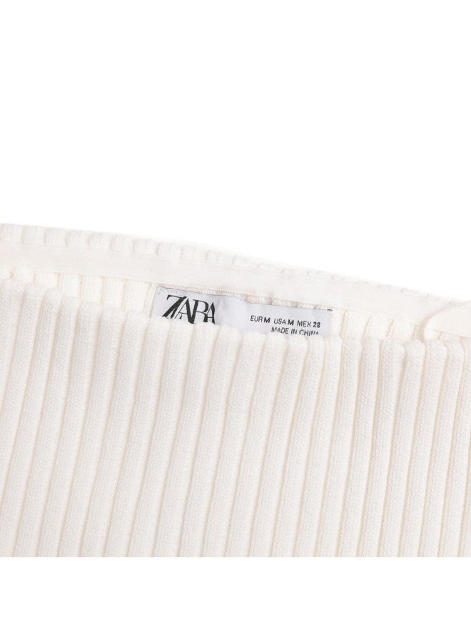 Zara Women's Solid Color Minimalist Anti-slip Urban Stylish Fresh Knit Tube Top Vest - Image 4