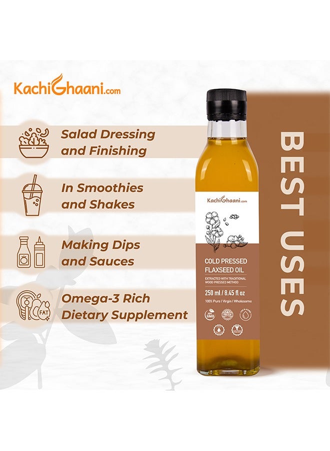 KachiGhaani.com Cold Pressed Flaxseed Oil | 100% Pure | Rich in Omega-3 & Omega-6 | Best for Sharp Brain | 200ml - Image 5